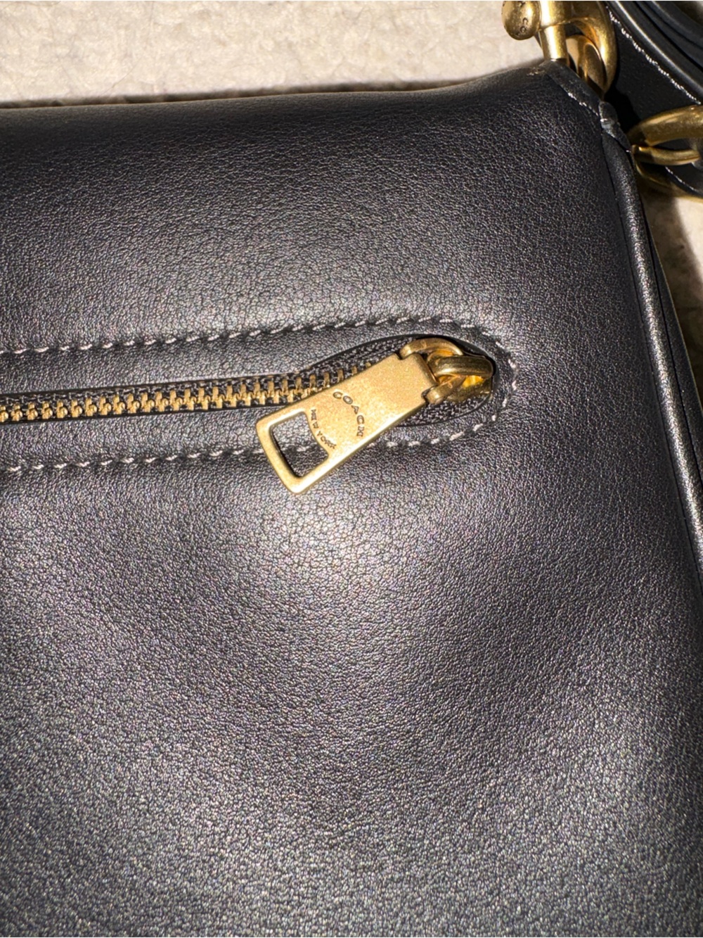 Coach Soft Tabby Shoulder Bag Black Brass Hardware - Picture 11 of 13